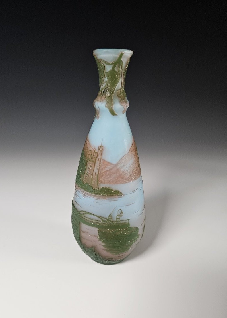 DEVEZ  - Vase Art Nouveau - Cristallerie de Pantin - verre multicouche gravé à l'acide-photo-2