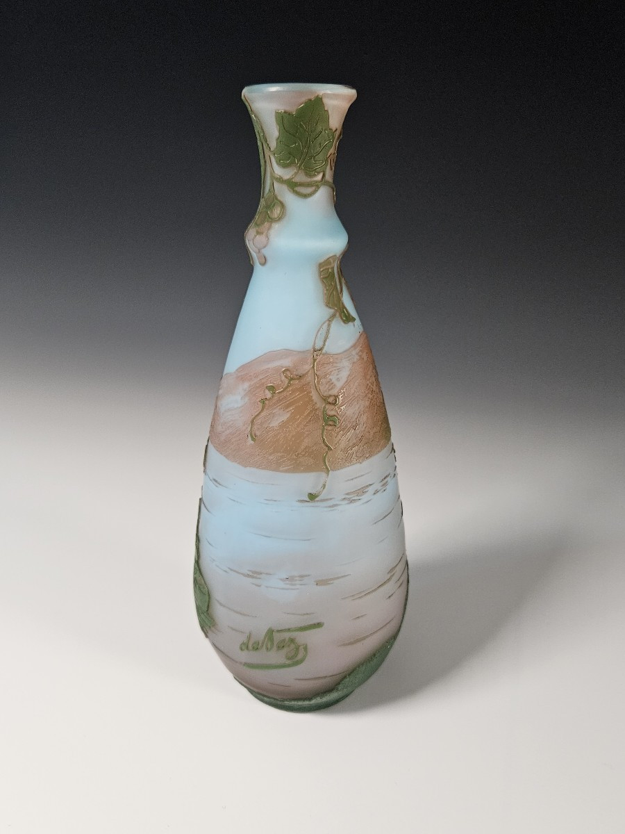 DEVEZ  - Vase Art Nouveau - Cristallerie de Pantin - verre multicouche gravé à l'acide-photo-2