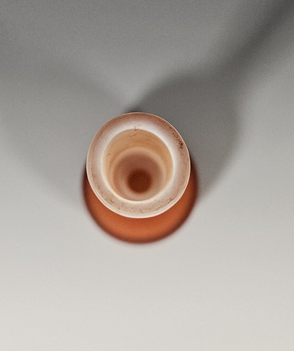 Gallé - Soliflore Vase In Acid-etched Decorated With Orange Anemones 21.5 Cm-photo-4