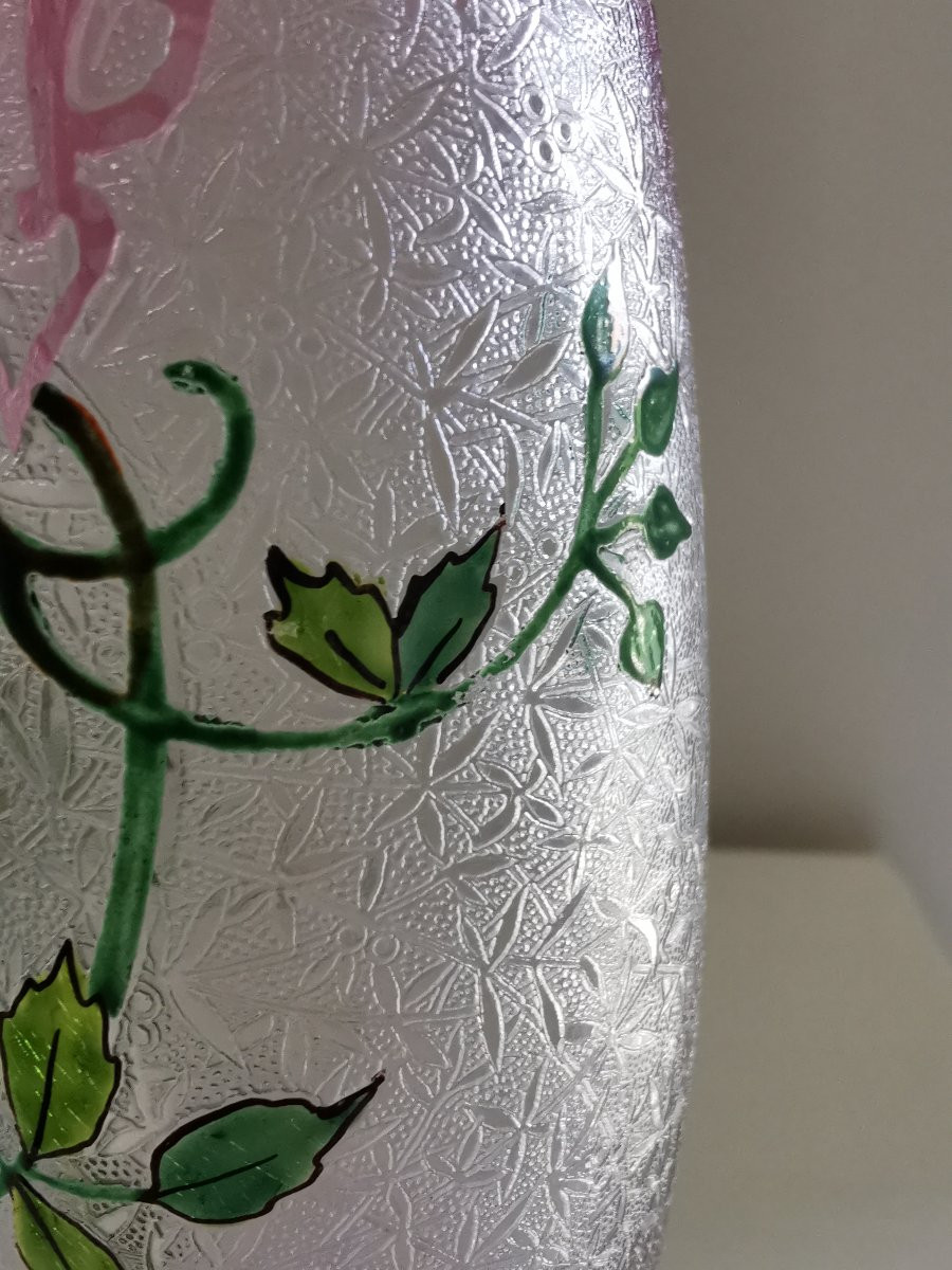 Baccarat Acid-etched Crystal Vase - Clematis - Art Nouveau-photo-3