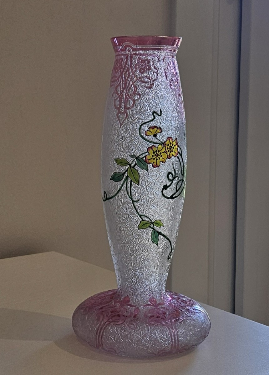 Baccarat Acid-etched Crystal Vase - Clematis - Art Nouveau-photo-4