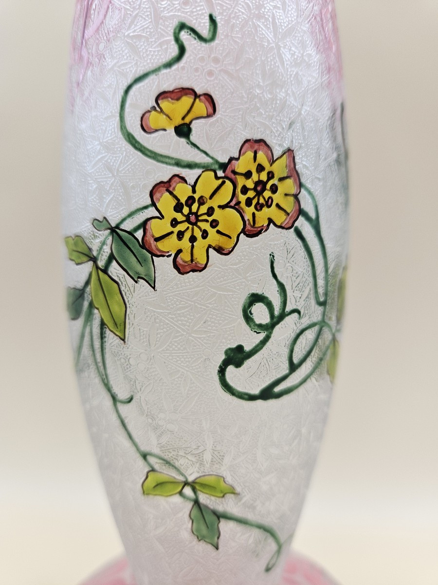 Baccarat Acid-etched Crystal Vase - Clematis - Art Nouveau-photo-2