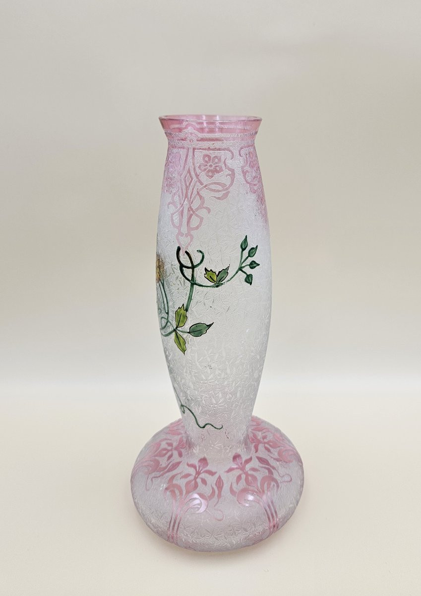 Baccarat Acid-etched Crystal Vase - Clematis - Art Nouveau-photo-6