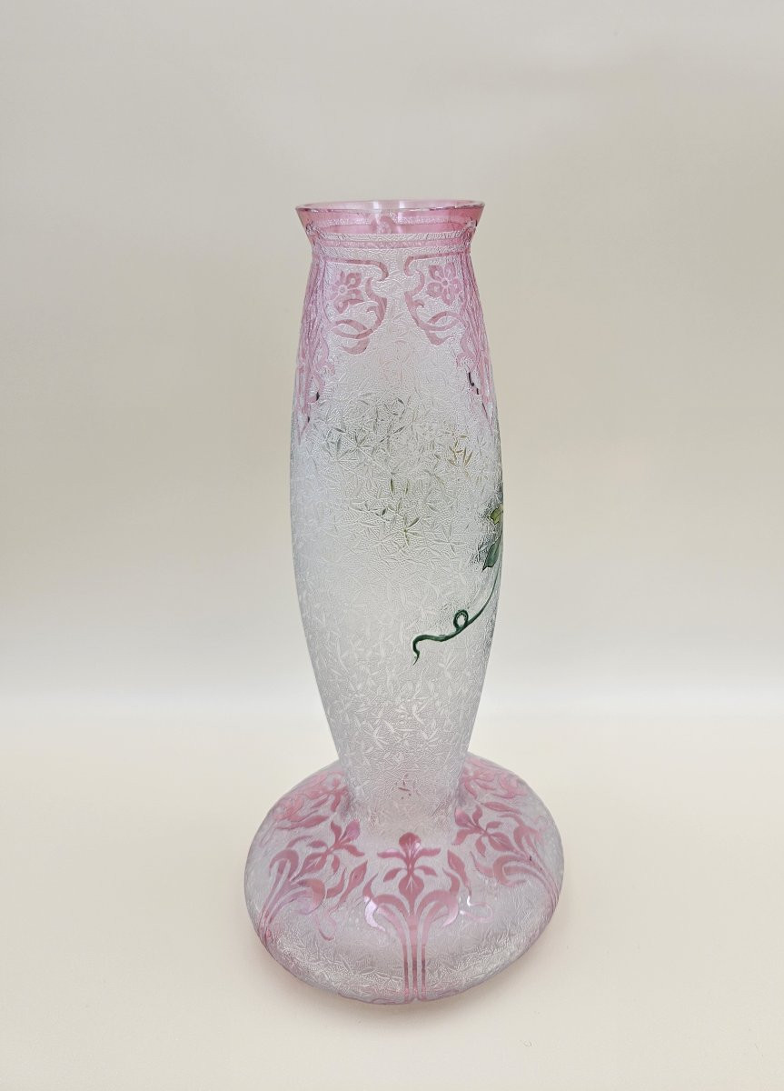 Baccarat Acid-etched Crystal Vase - Clematis - Art Nouveau-photo-7