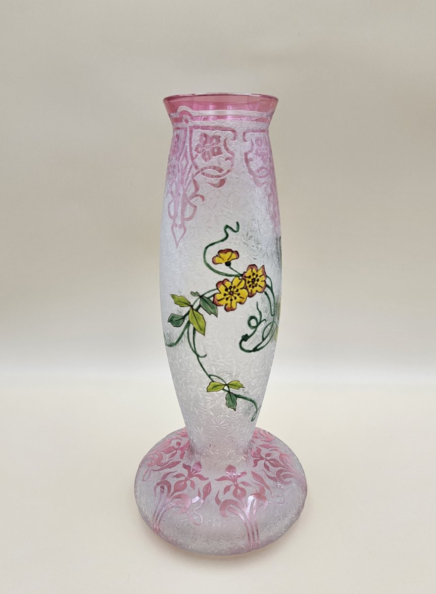 Baccarat Acid-etched Crystal Vase - Clematis - Art Nouveau-photo-8