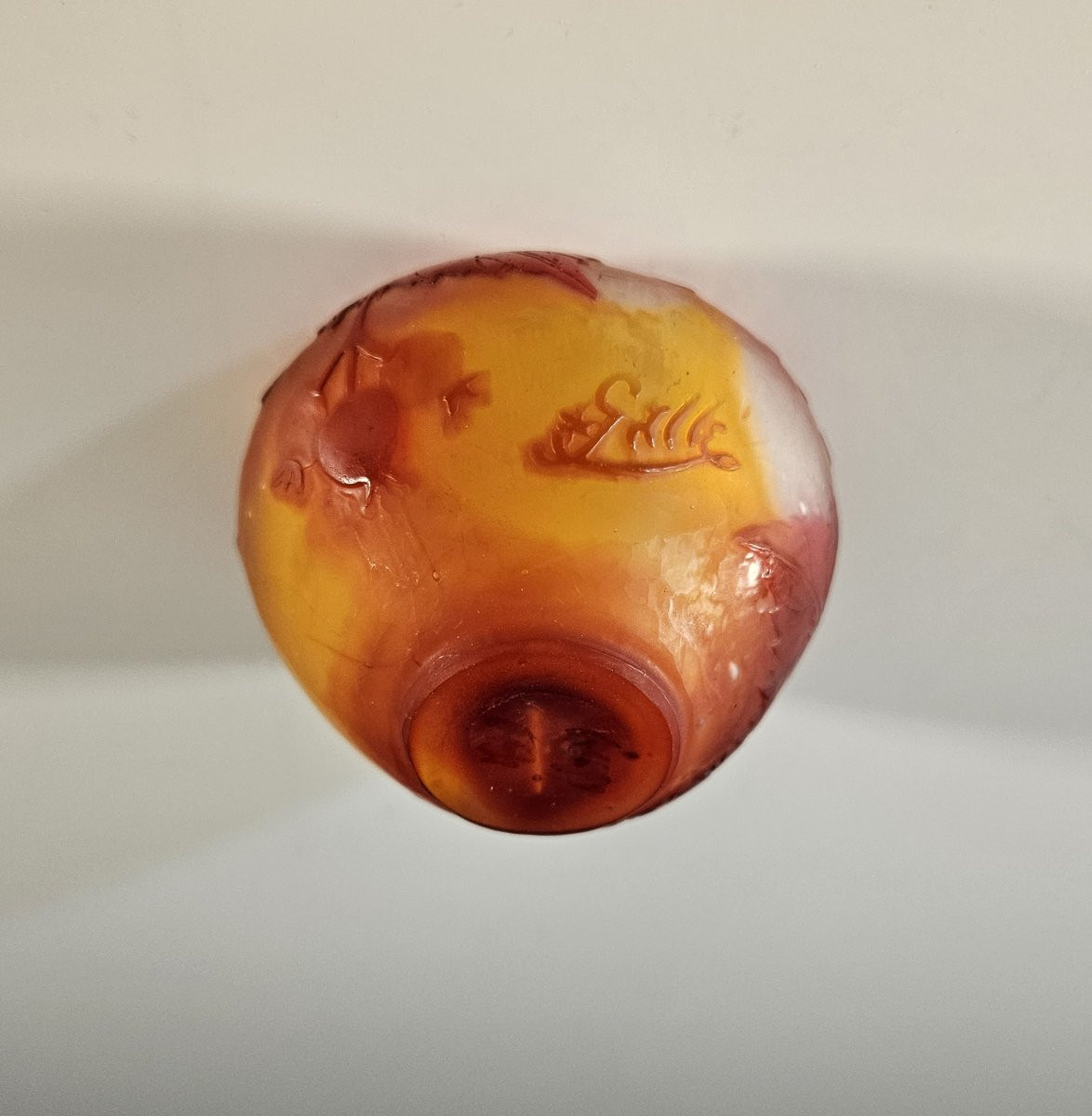 GALLE Vase boule aubépine dégagé à l'acide - Art nouveau-photo-7