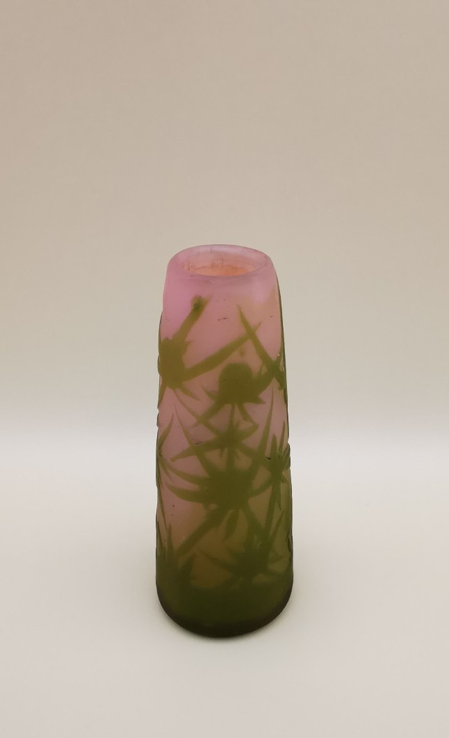 GALLE vase aux chardons, dégagés à l'acide - Art Nouveau (1904-1906) 