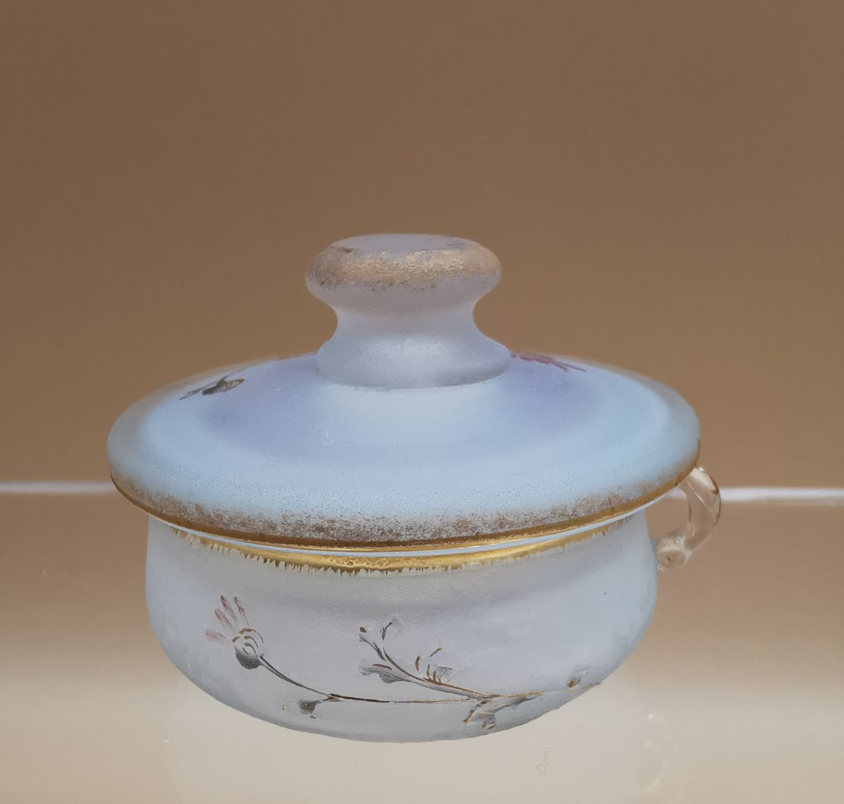 Daum Nancy Miniature Opalescent Covered Pot - Hen Décor - Fables La Fontaine 19th Century-photo-5