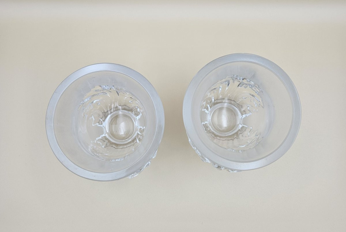 Lalique Pair Of Crystal Vases - Saint Cloud Model-photo-4