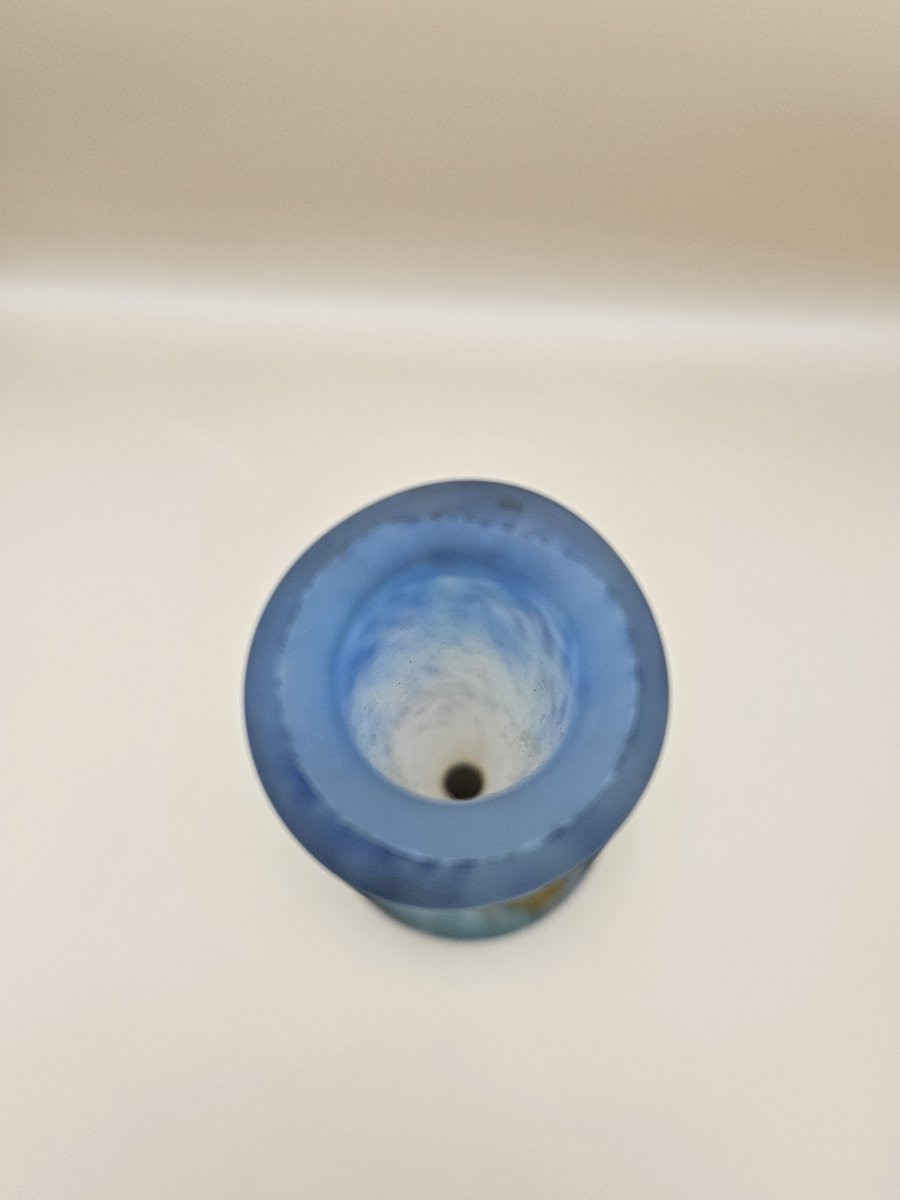 Muller Frères Lunéville - Marmoréen Glass Soliflore Vase - Circa 1925-1930-photo-6