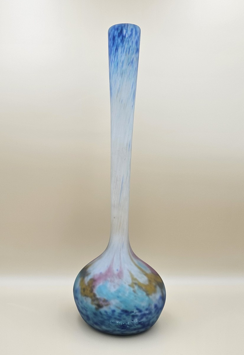 Muller Frères Lunéville - Marmoréen Glass Soliflore Vase - Circa 1925-1930