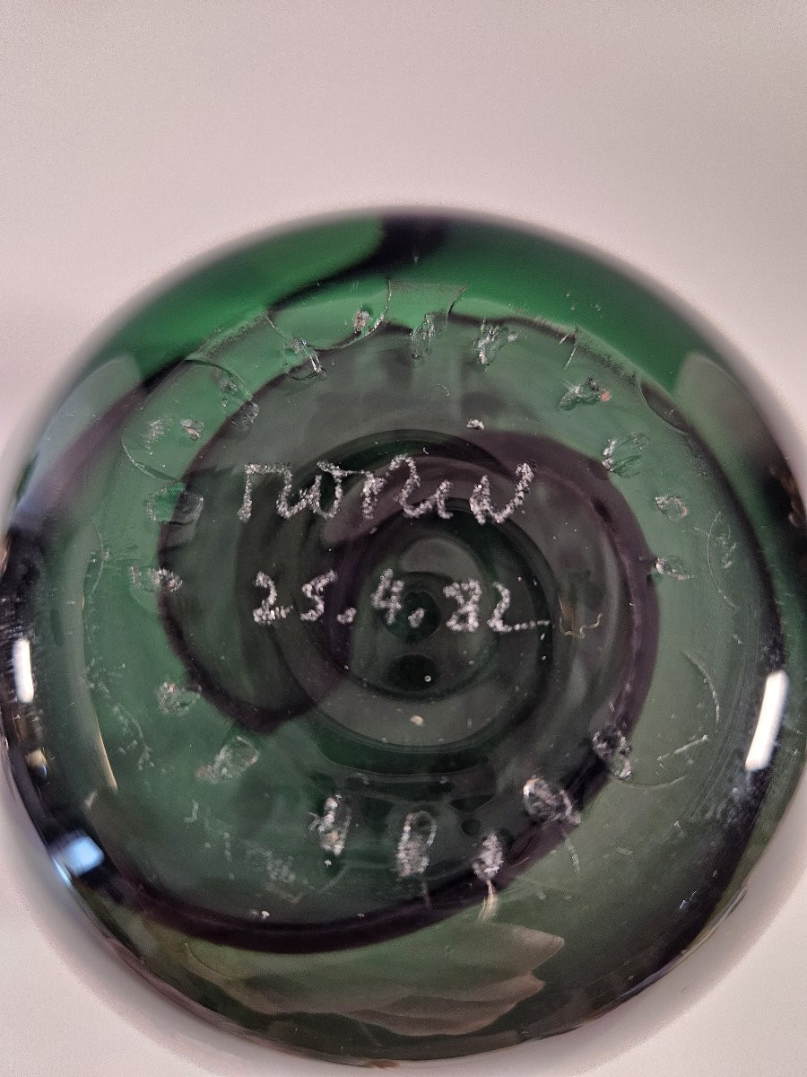 Blown Glass Vase Signed Claude Morin - Atelier Le Pontil Dieulefit - 1982-photo-3