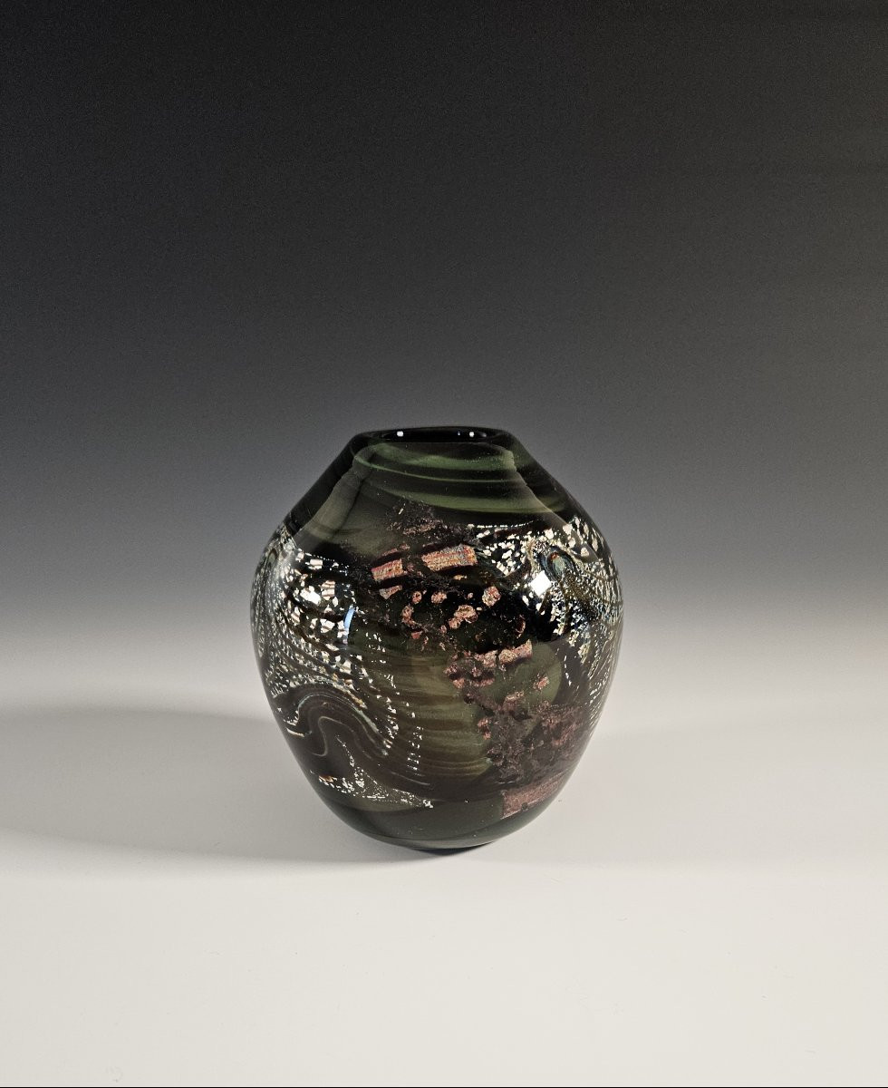 Blown Glass Vase Signed Claude Morin - Atelier Le Pontil Dieulefit - 1982-photo-1