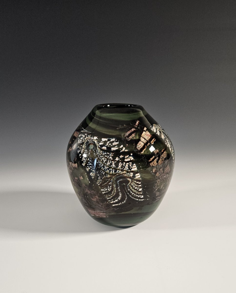 Blown Glass Vase Signed Claude Morin - Atelier Le Pontil Dieulefit - 1982-photo-2
