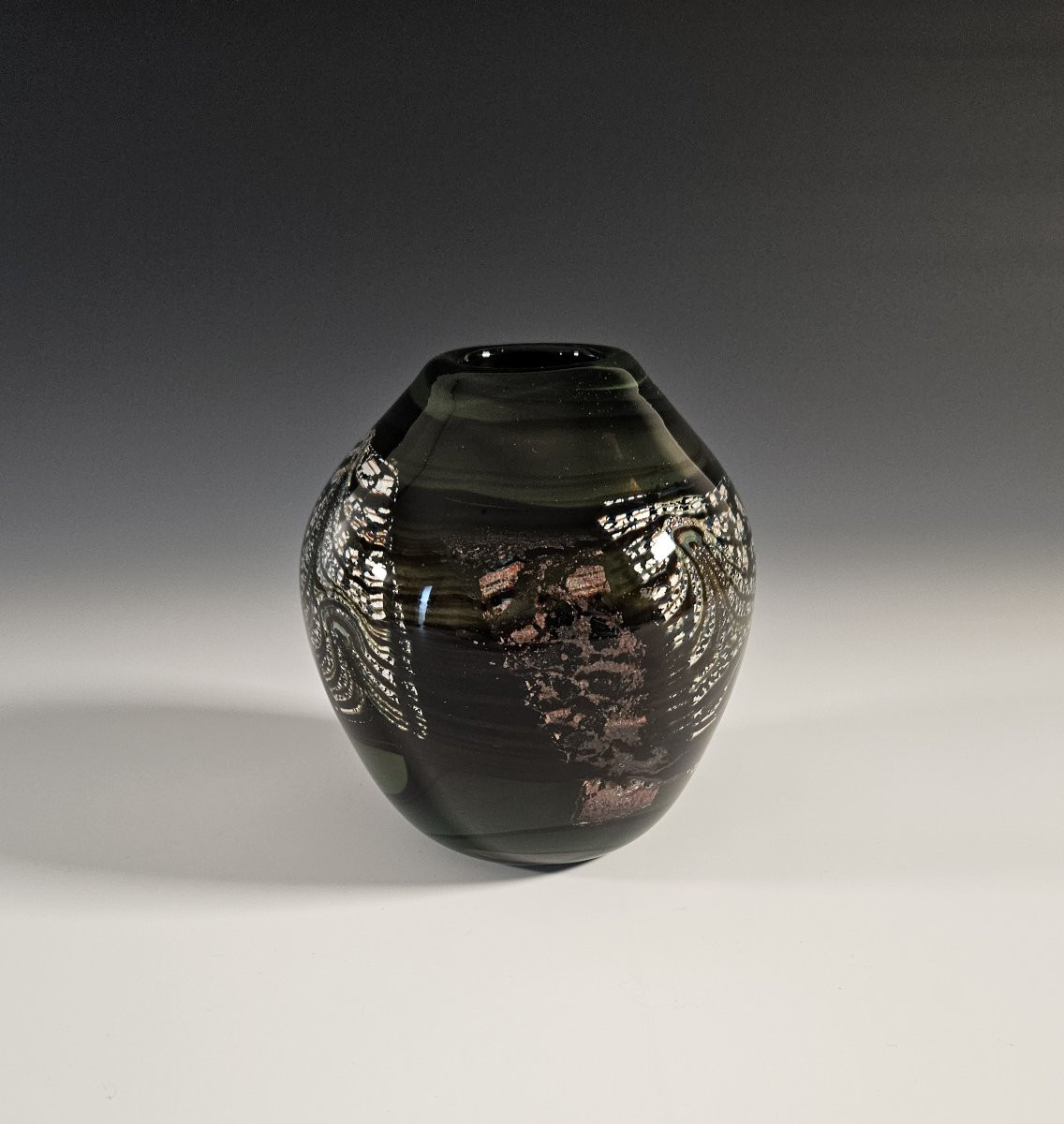 Blown Glass Vase Signed Claude Morin - Atelier Le Pontil Dieulefit - 1982-photo-3