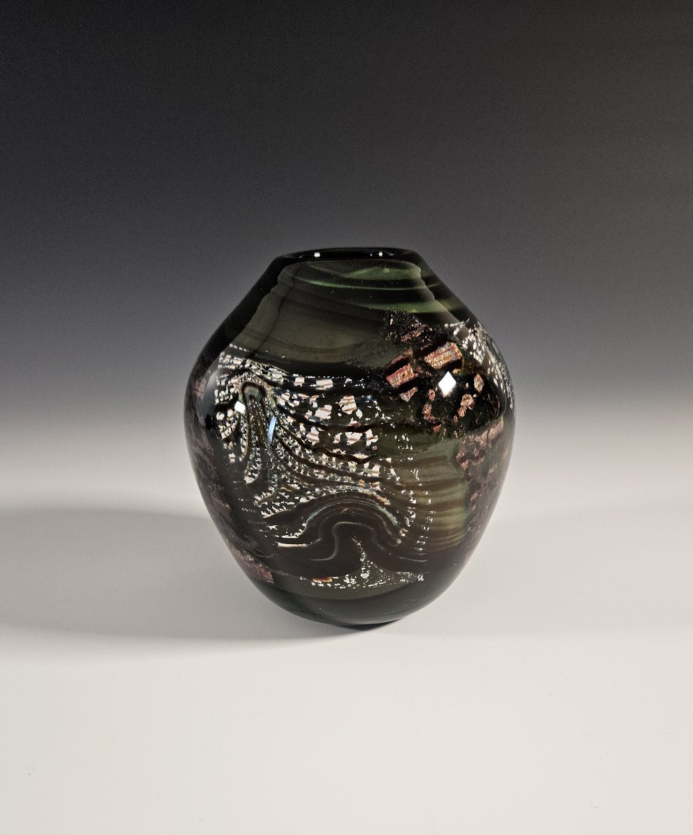 Blown Glass Vase Signed Claude Morin - Atelier Le Pontil Dieulefit - 1982-photo-4