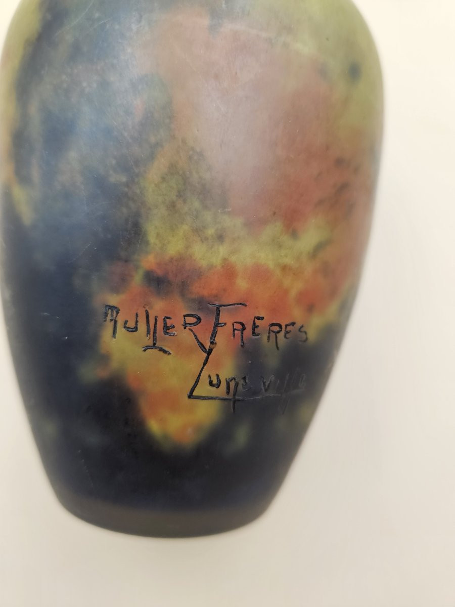 MULLER Frères Lunéville - Vase verre marmoréen - Art Déco-photo-4