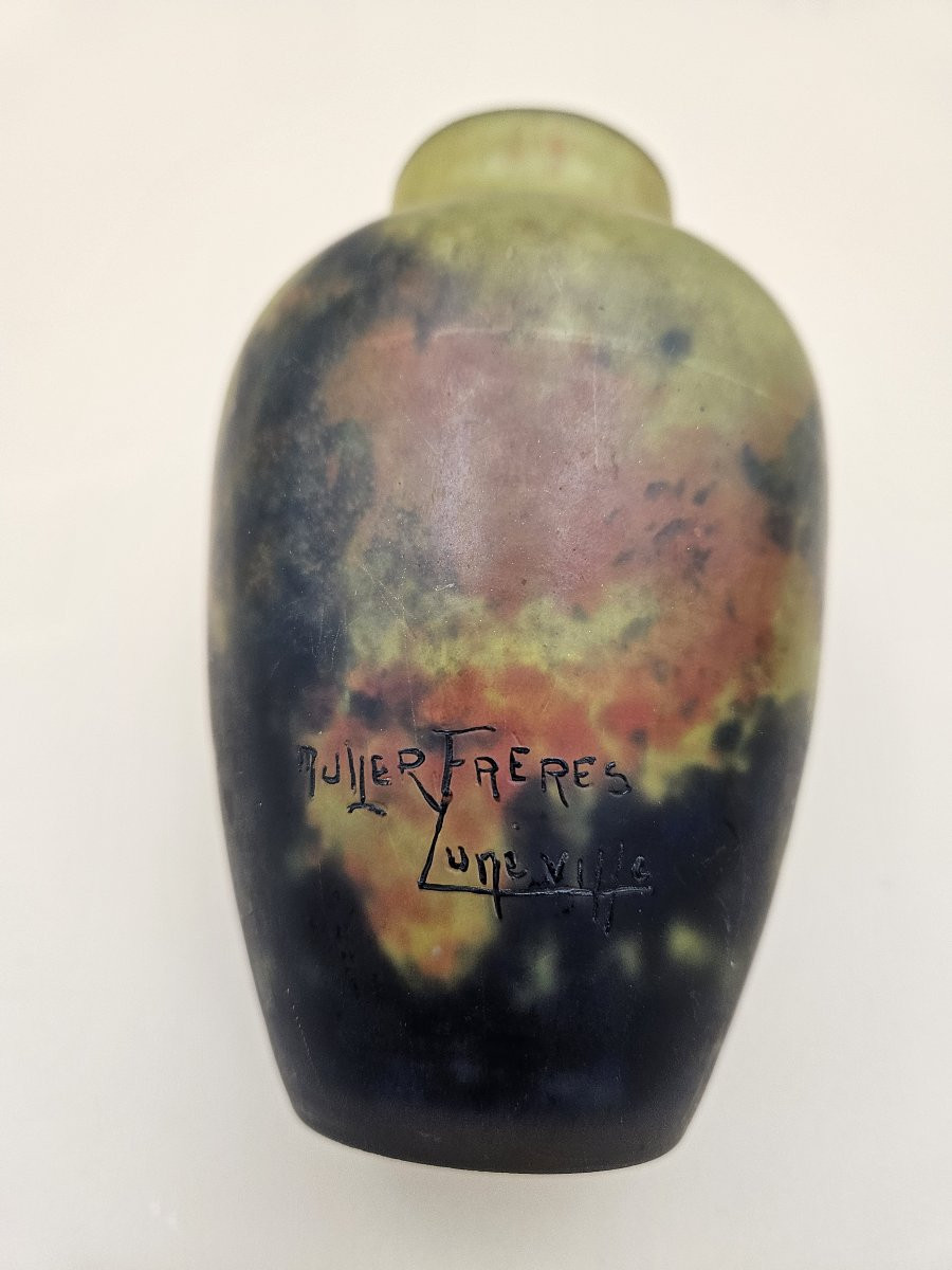 MULLER Frères Lunéville - Vase verre marmoréen - Art Déco-photo-1