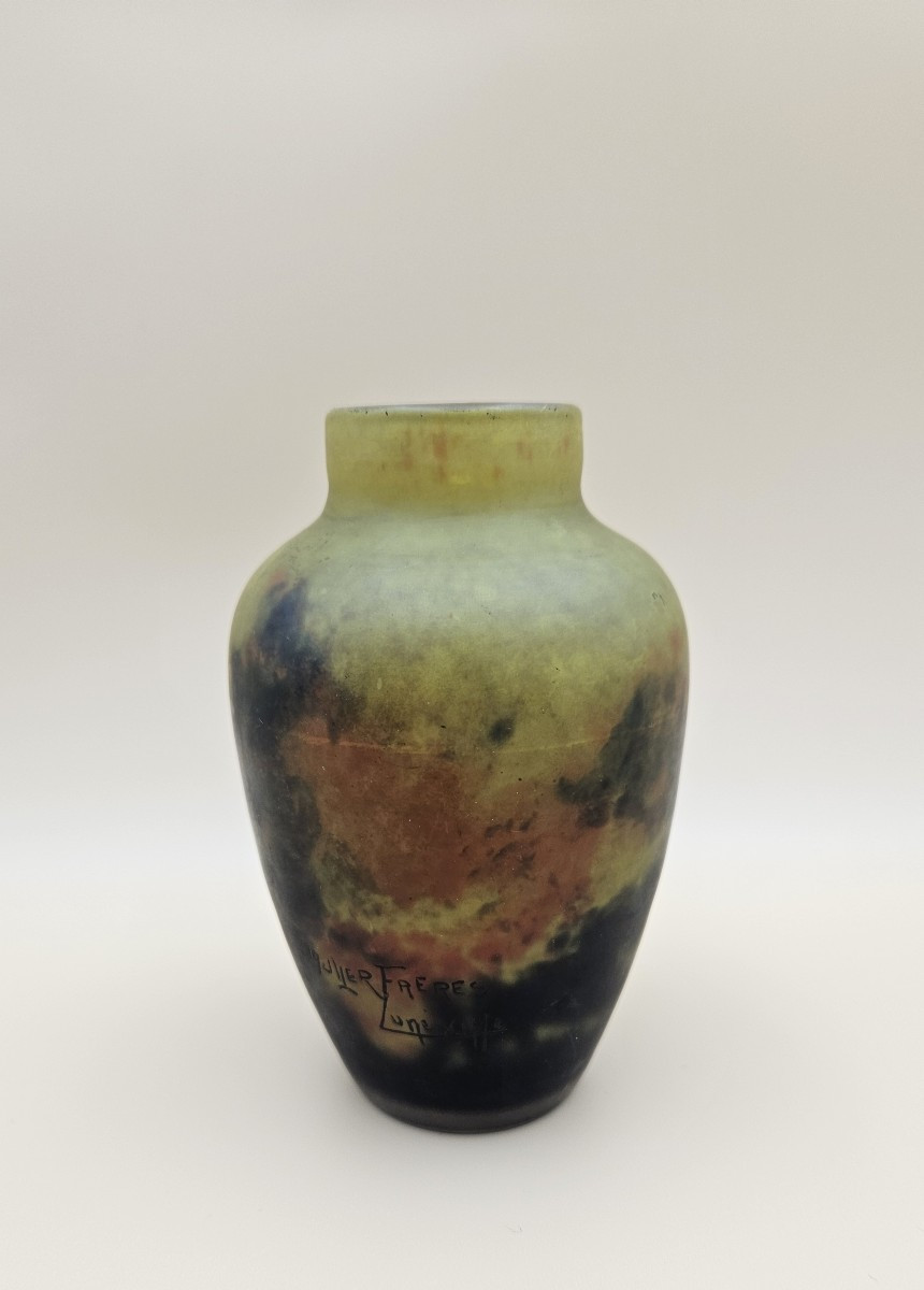 MULLER Frères Lunéville - Vase verre marmoréen - Art Déco