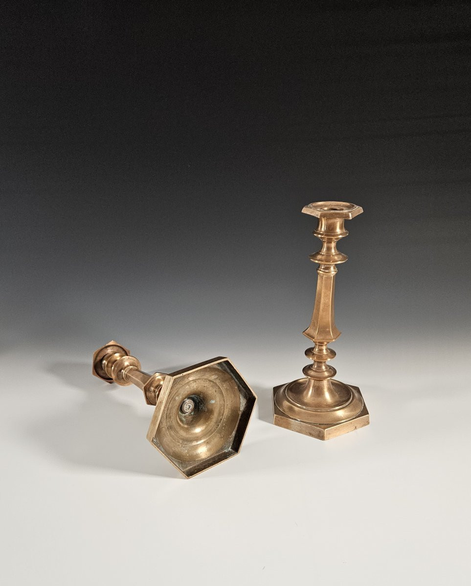 Paire de chandeliers / flambeaux en bronze – XIXᵉ-photo-4