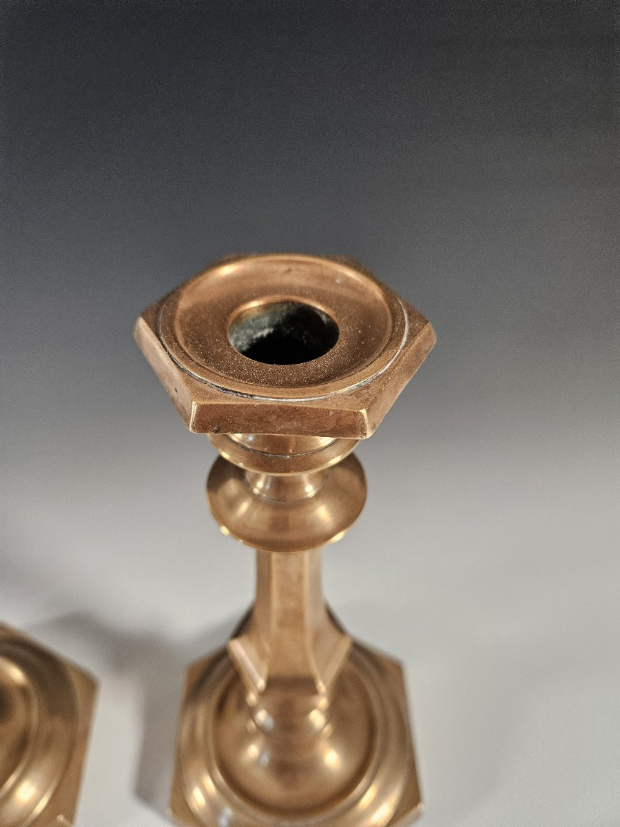 Paire de chandeliers / flambeaux en bronze – XIXᵉ-photo-3