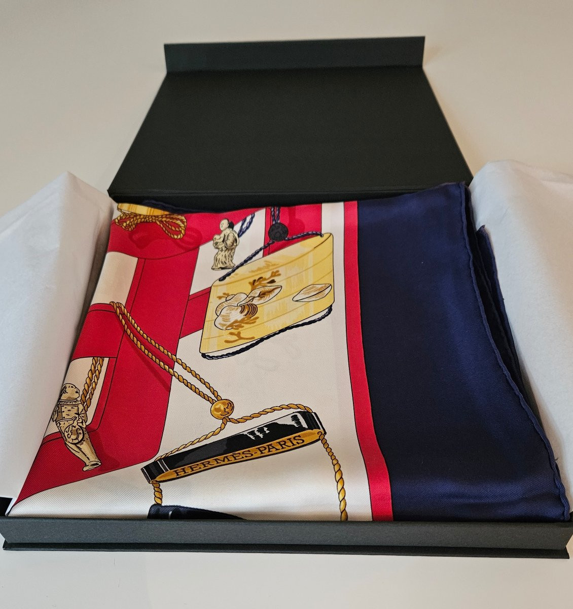 Hermès - Foulard en soie carré 90 - REVERIES JAPONAISES - Caty Latham - vintage-photo-4