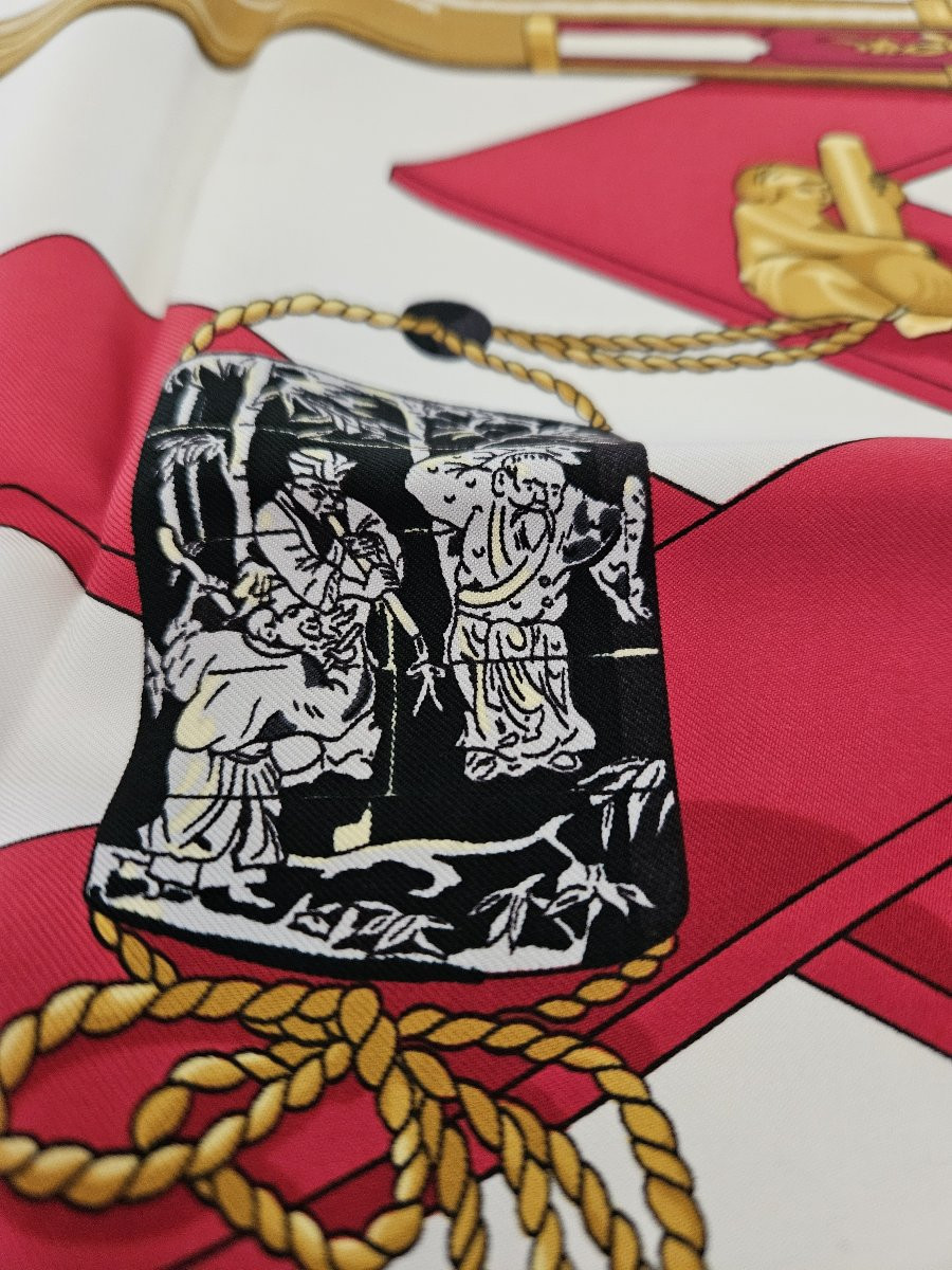 Hermès - Foulard en soie carré 90 - REVERIES JAPONAISES - Caty Latham - vintage-photo-4