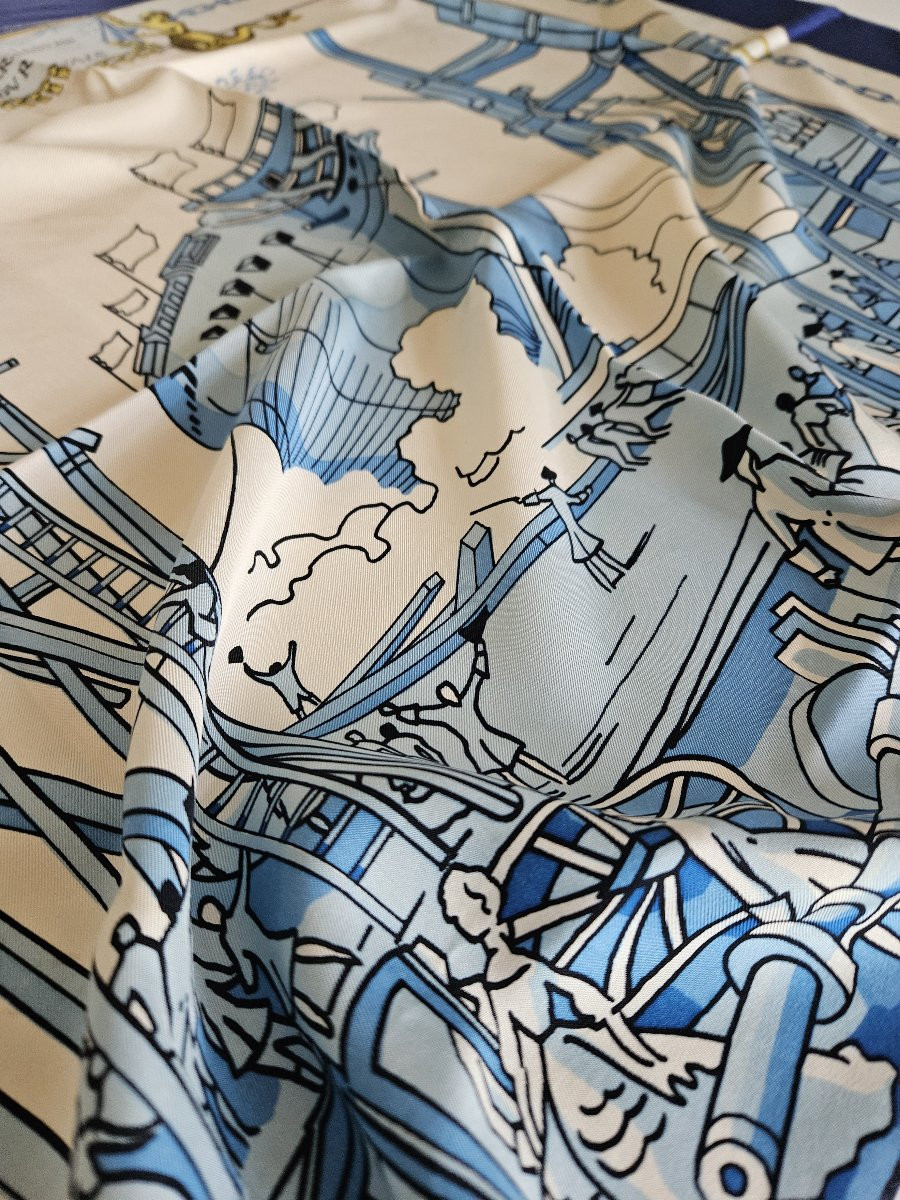 Hermès Square Scarf - Lancement d'Un Vaisseau Aux Chantiers Navals Du Roy - 1964-photo-4