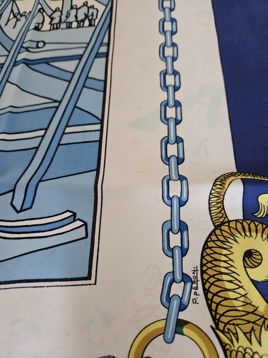 Hermès Square Scarf - Lancement d'Un Vaisseau Aux Chantiers Navals Du Roy - 1964-photo-1