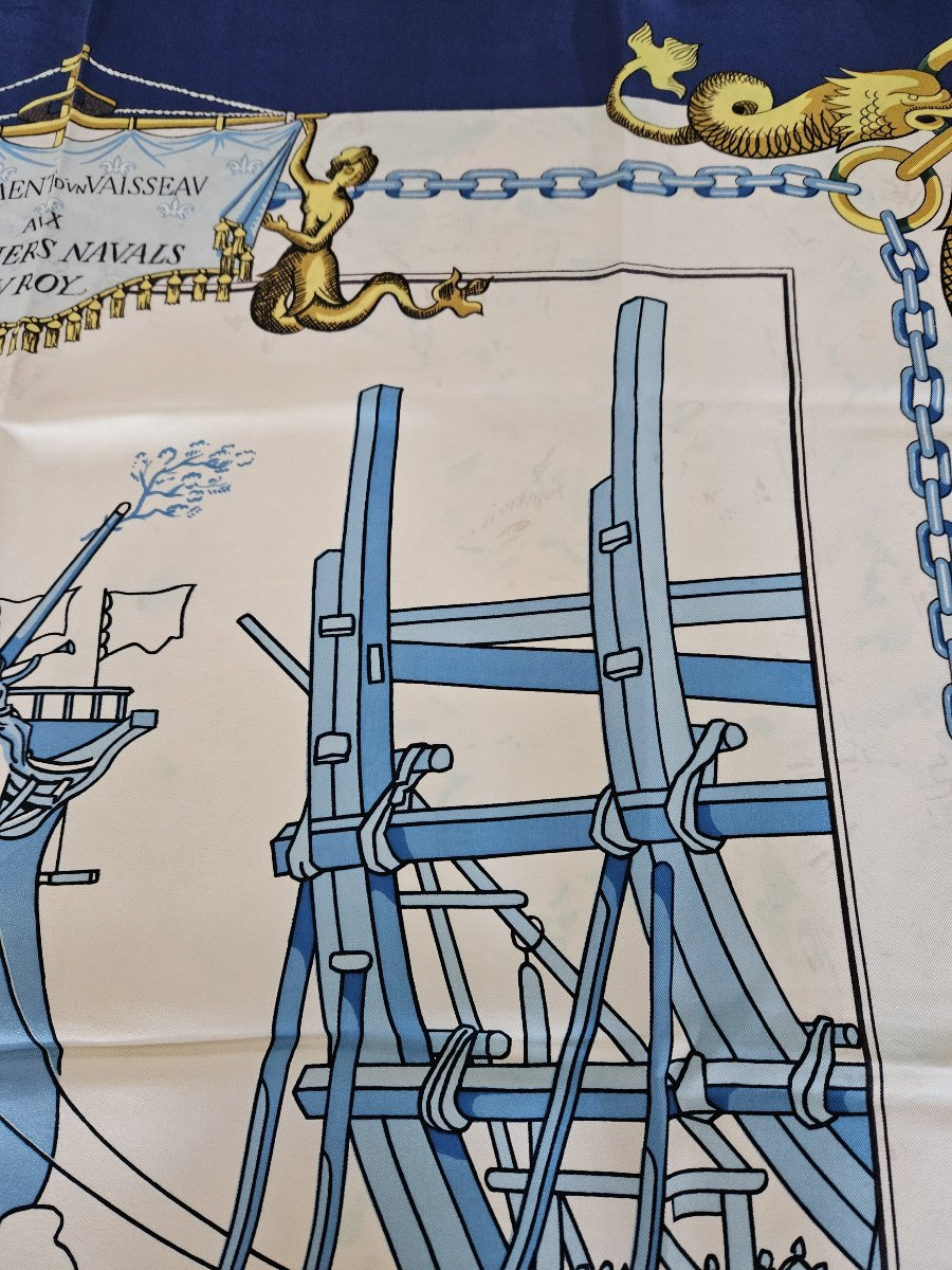 Hermès Square Scarf - Lancement d'Un Vaisseau Aux Chantiers Navals Du Roy - 1964-photo-5