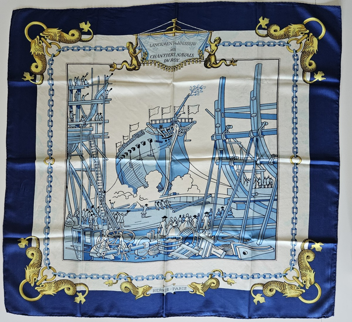 Hermès Square Scarf - Lancement d'Un Vaisseau Aux Chantiers Navals Du Roy - 1964
