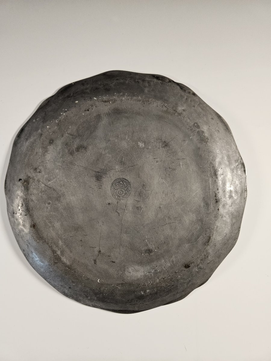 Pewter Plate - 18th Century - Marked With A Crowned Rose-photo-2
