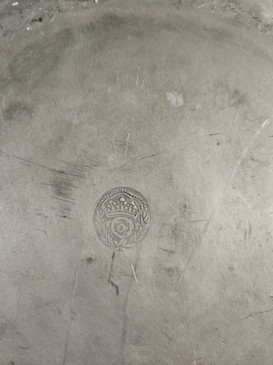 Pewter Plate - 18th Century - Marked With A Crowned Rose-photo-3