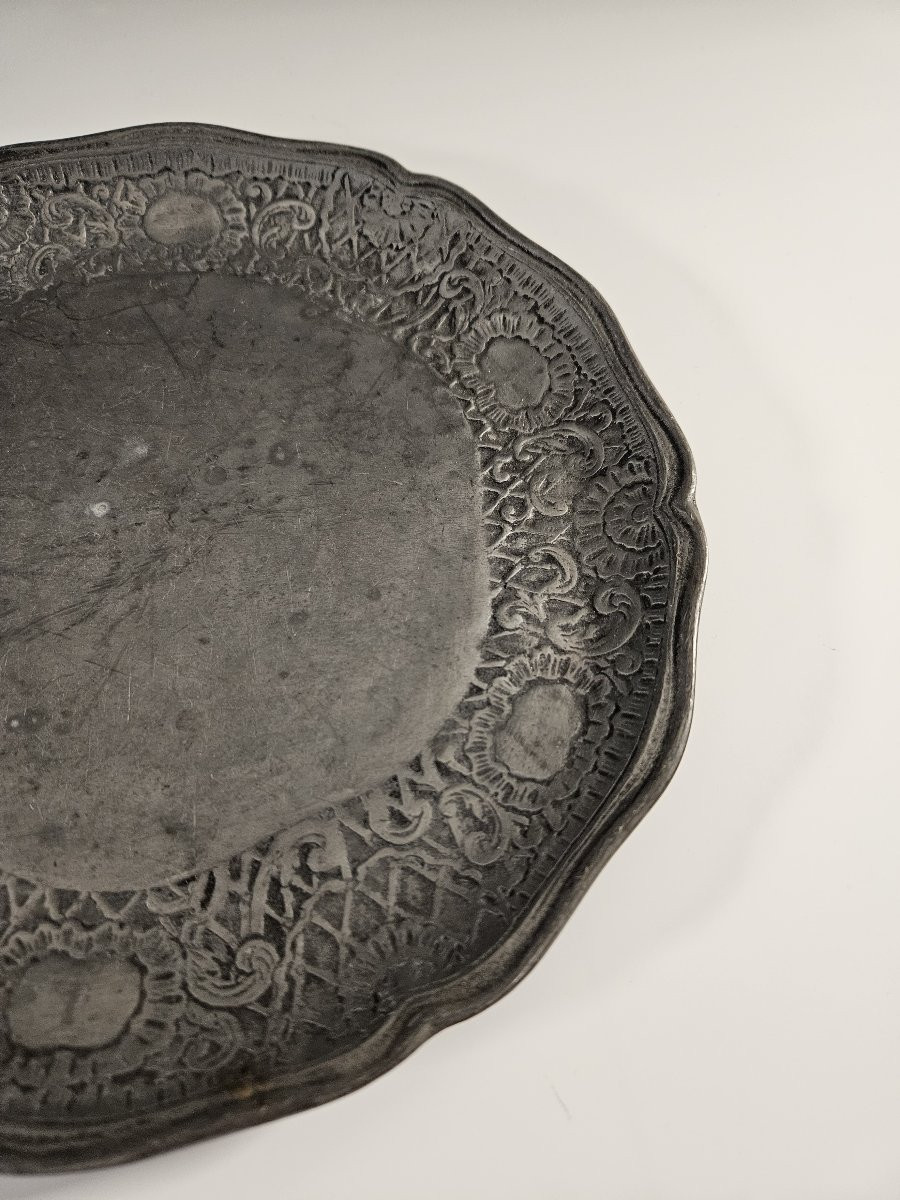 Pewter Plate - 18th Century - Marked With A Crowned Rose-photo-4