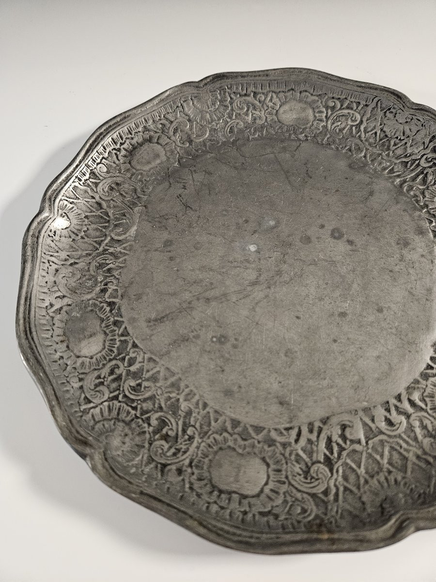 Pewter Plate - 18th Century - Marked With A Crowned Rose-photo-1
