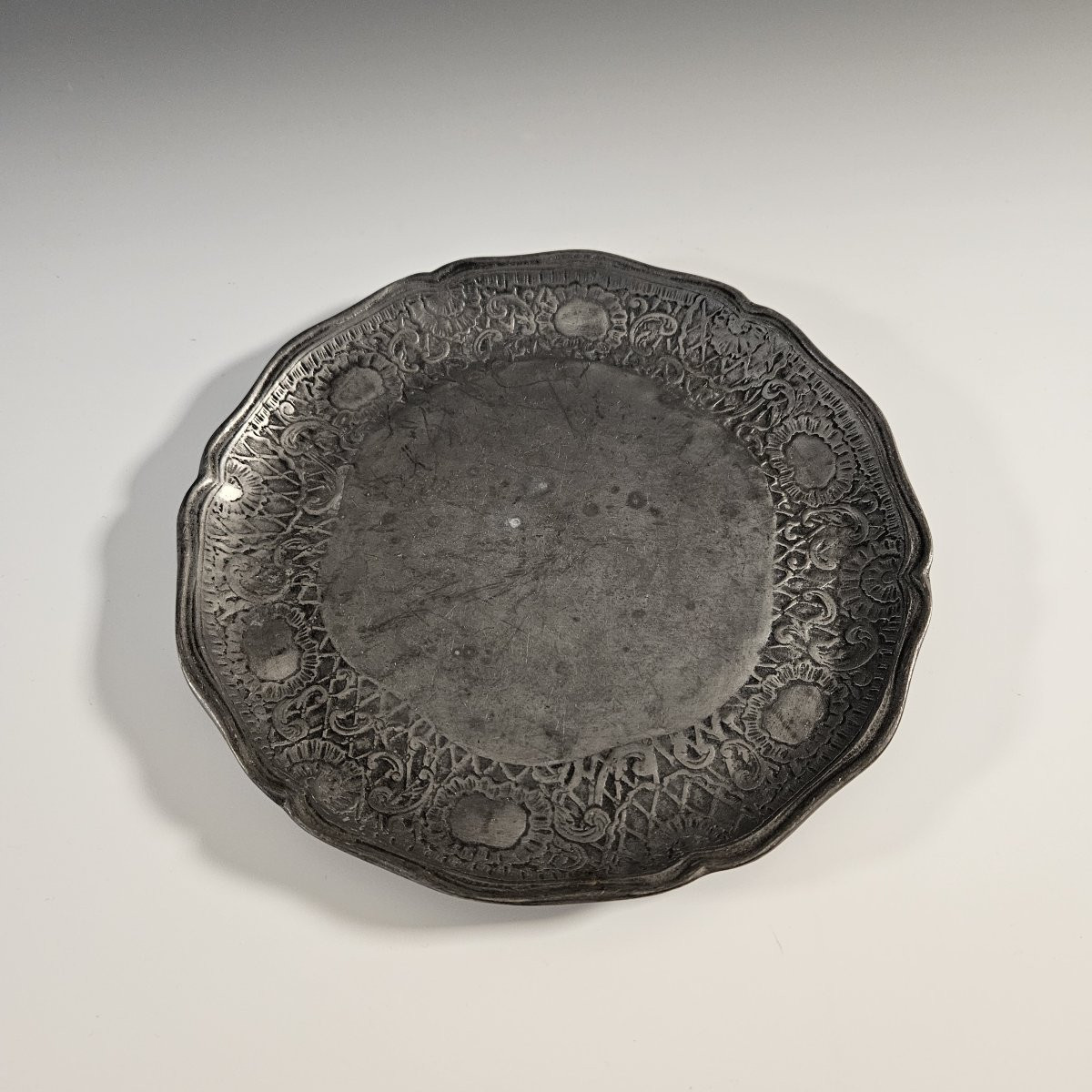 Pewter Plate - 18th Century - Marked With A Crowned Rose-photo-2