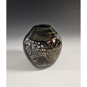 Blown Glass Vase Signed Claude Morin - Atelier Le Pontil Dieulefit - 1982