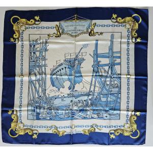 Hermès Foulard carré - LANCEMENT D'UN VAISSEAU AUX CHANTIERS NAVALS DU ROY - 1964