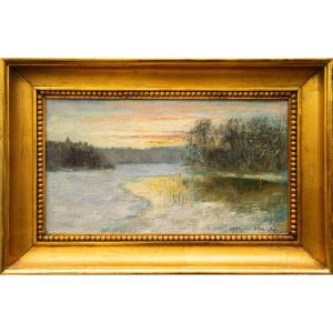 Paysage d'Hiver, Lilla Värtan - Stockholm Par l'Artiste Suédois Olof Hermelin