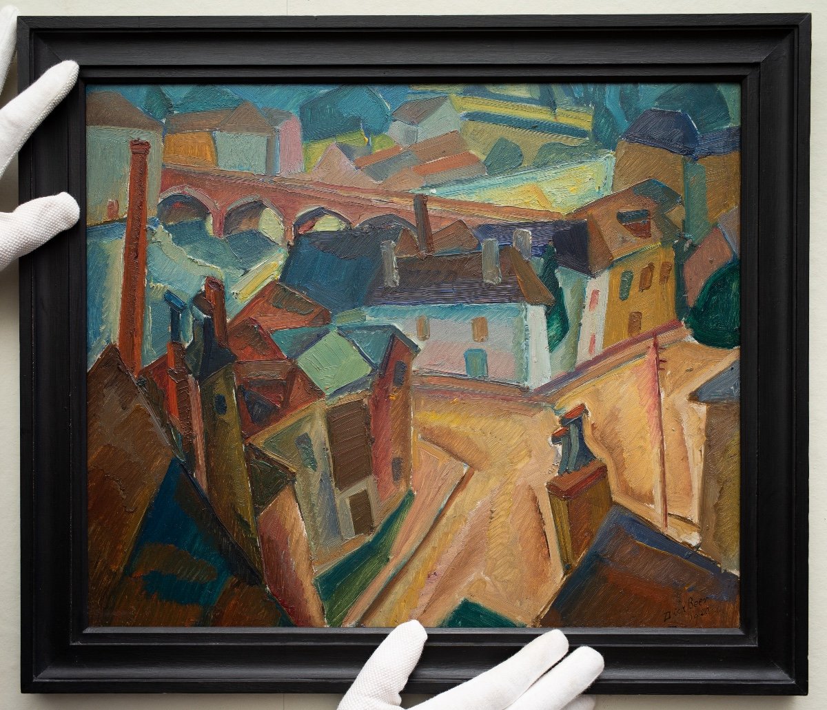 Cubist Painting By Dick Beer, The City Of Pau, 1920-photo-3