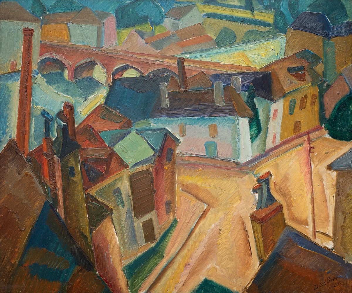 Cubist Painting By Dick Beer, The City Of Pau, 1920