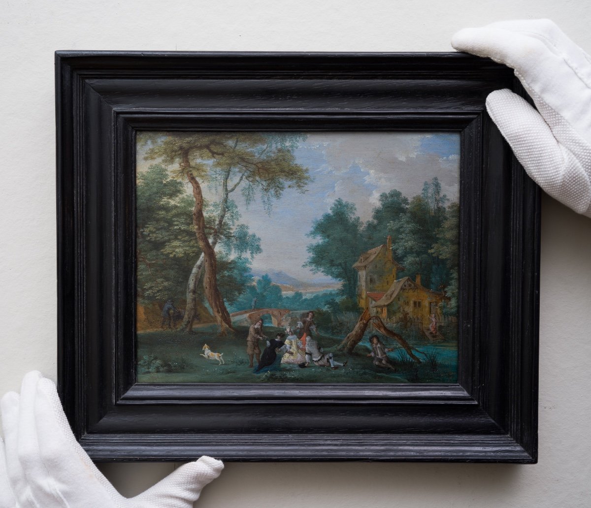Attributed To Pieter Gysels - Wooded Landscape With An Elegant Company-photo-3