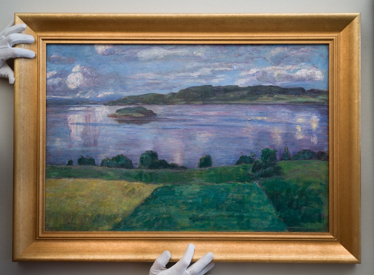 Alfred Ekstam (1878-1935)  - Vue Sur Le Lac Mangen, Vers 1925-photo-3