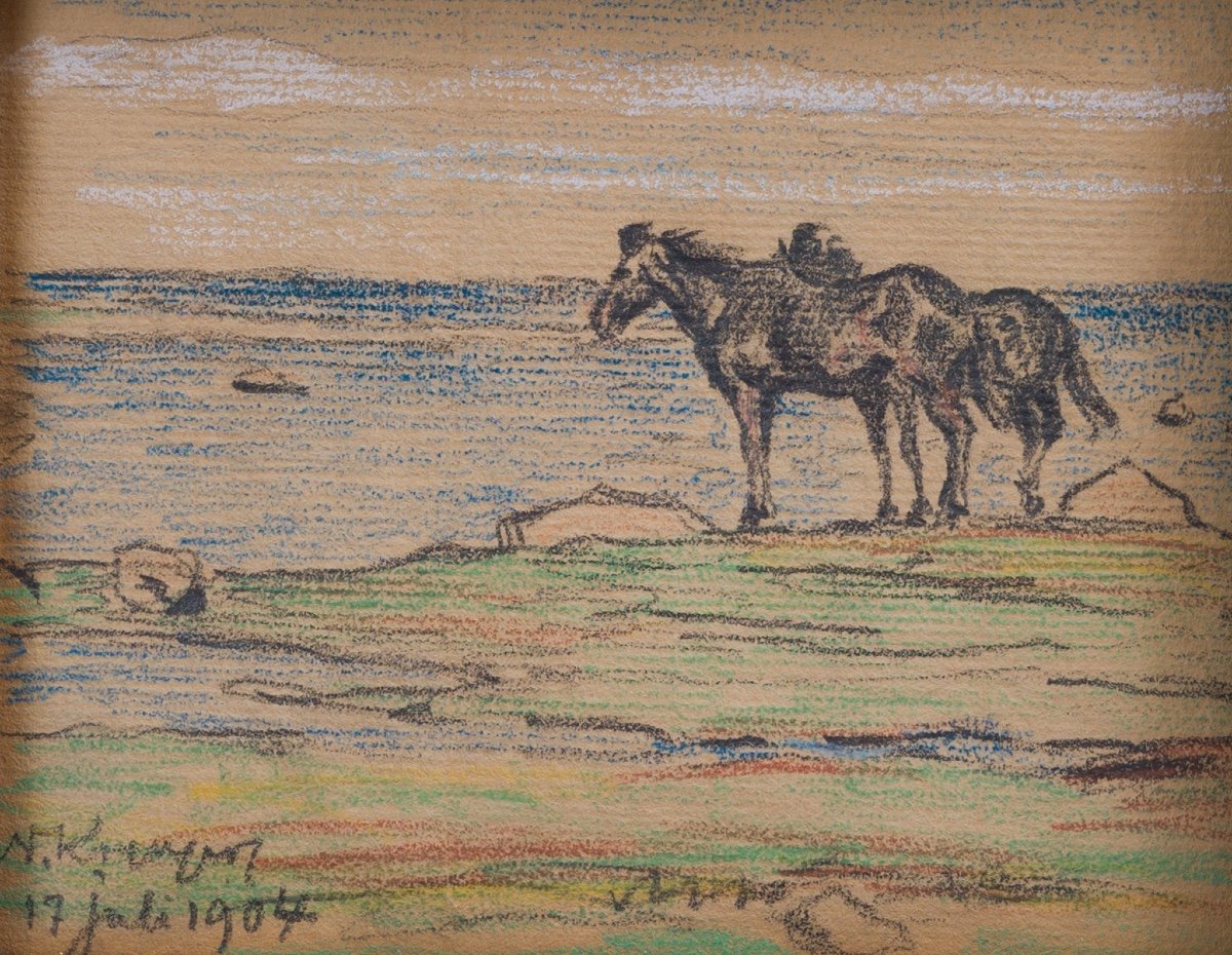 Nils Kreuger (1858-1930) - Two Horses By The Shore, 1904