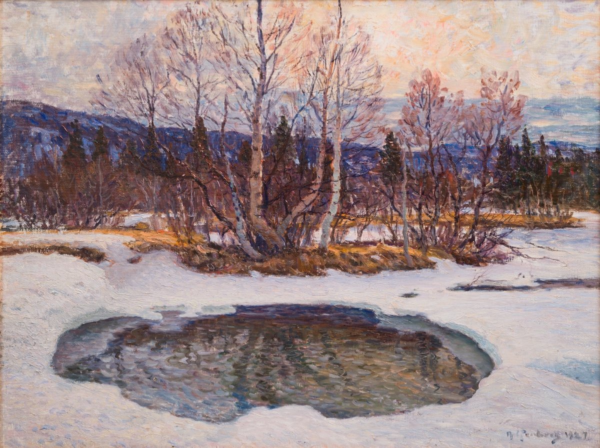Anton Genberg (1862 - 1939) - The Winter Pond, 1927-photo-2