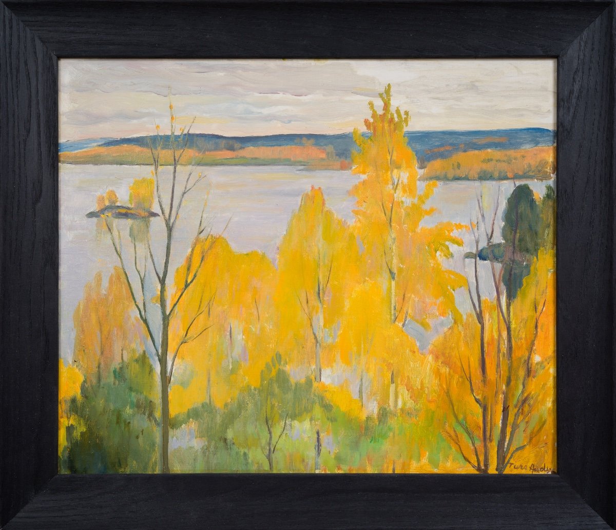 Ture Ander (1881-1959) - Autumn At Lake Racken, 1951-photo-3