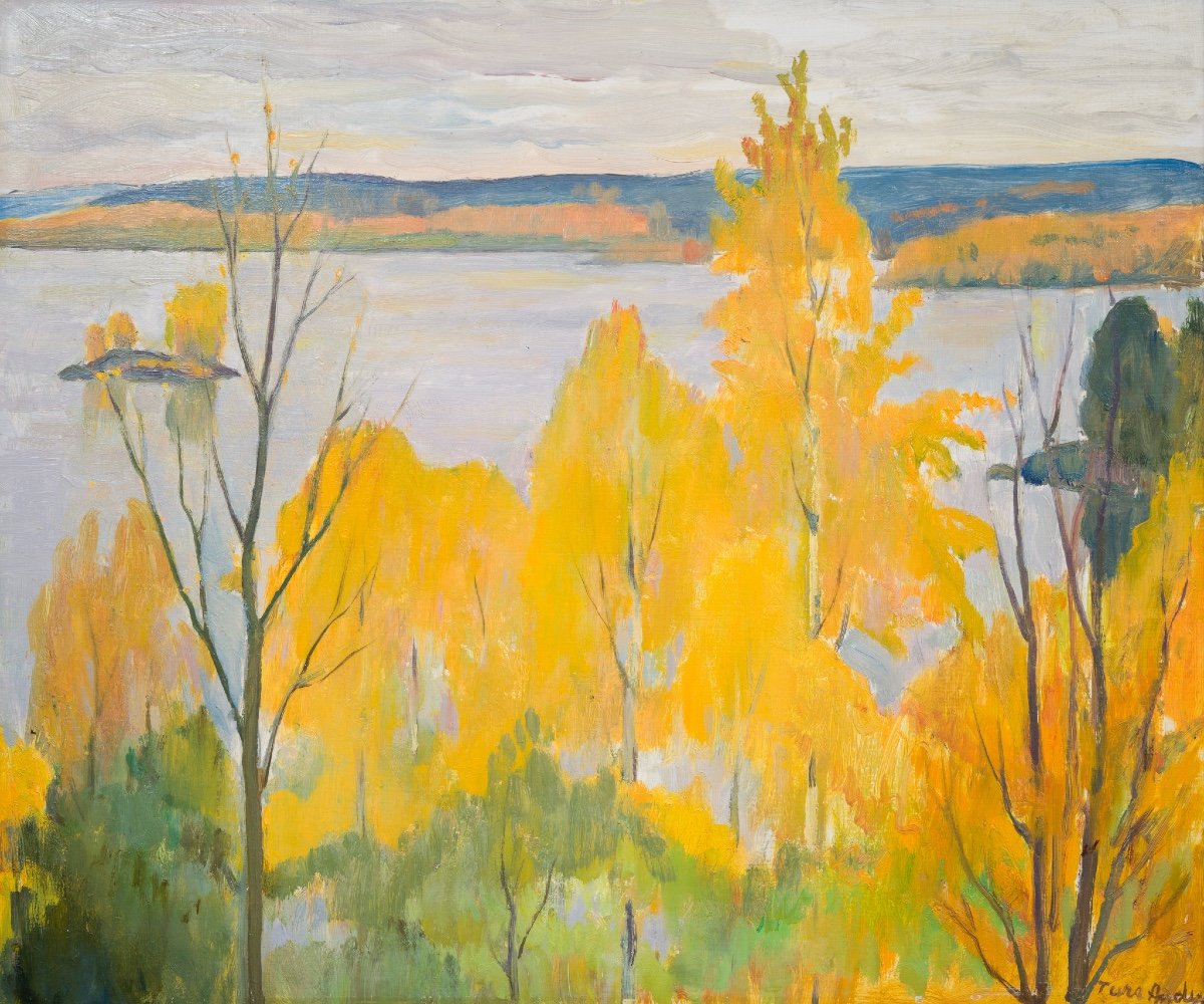 Ture Ander (1881-1959) - Autumn At Lake Racken, 1951