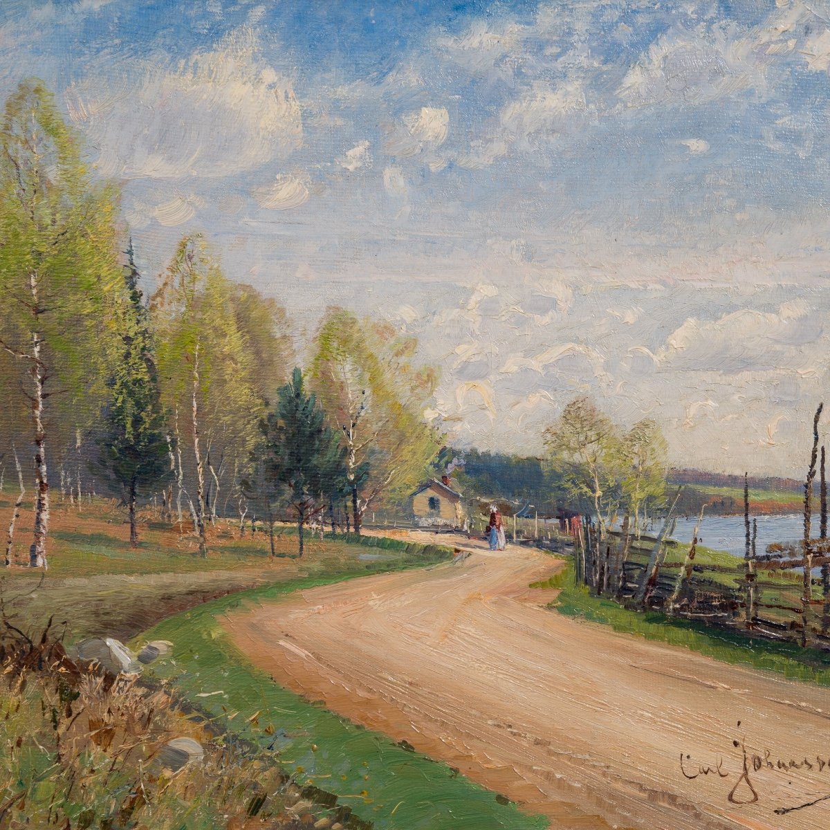 Carl Johansson (1863-1944) - Paysage d'été Avec Route, 1889-photo-4