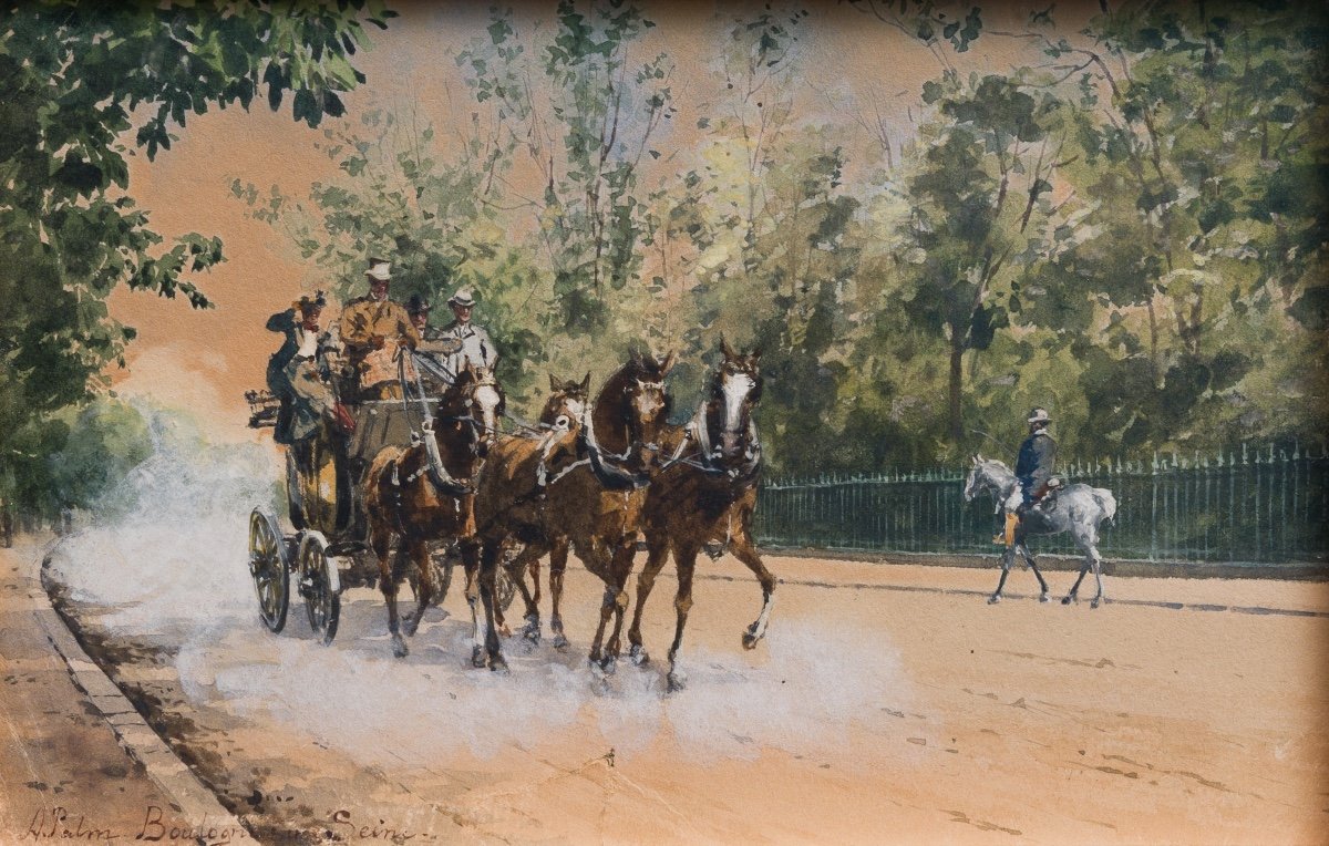 Anna Palm De Rosa (1859-1924) - Coach And Horses At Full Speed
