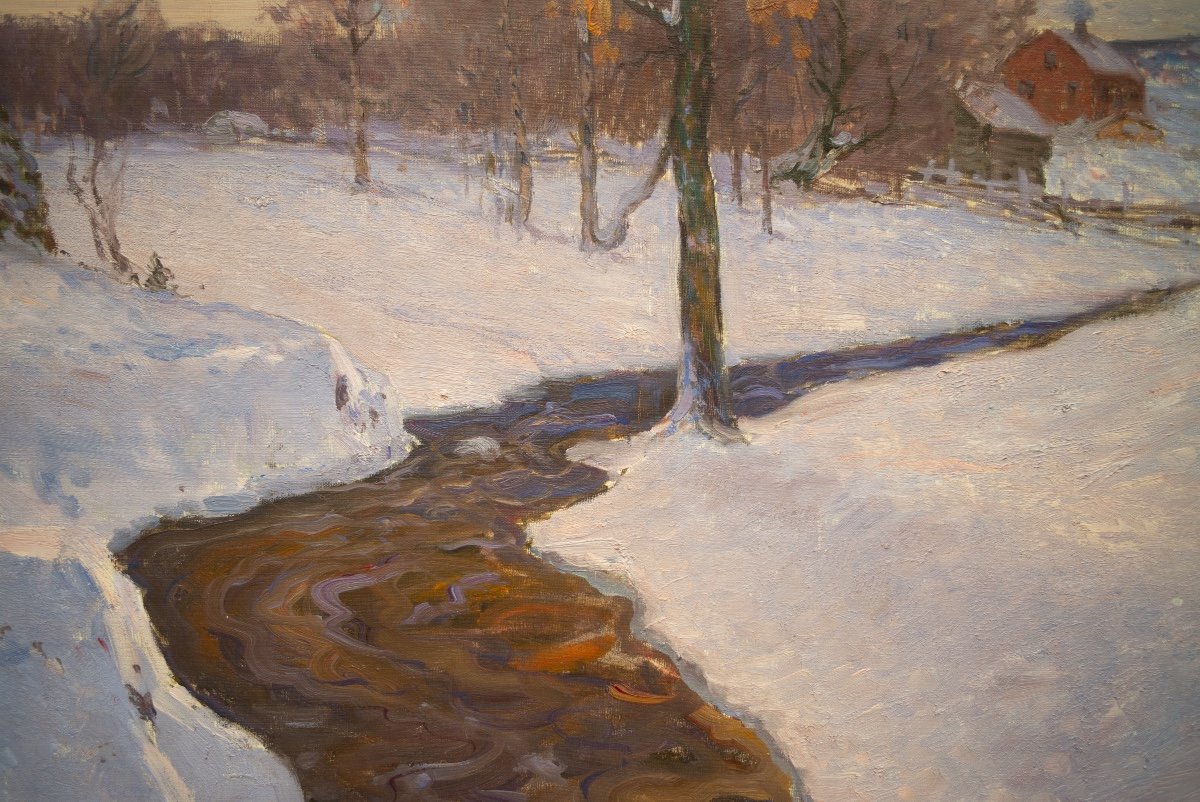 Winter Landscape In The Evening Light By Anton Genberg, 1912-photo-3